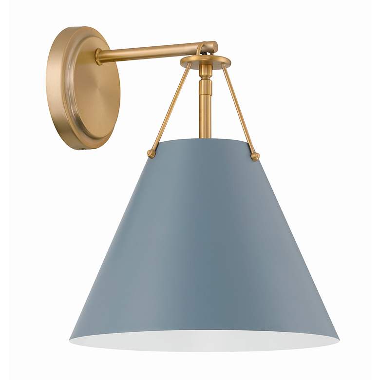 Image 4 Xavier 12 1/2" High Vibrant Gold Wall Sconce with Blue Shade more views