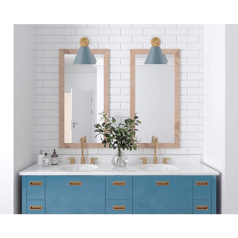 Image 6 Xavier 12 1/2" High Vibrant Gold Wall Sconce with Blue Shade more views