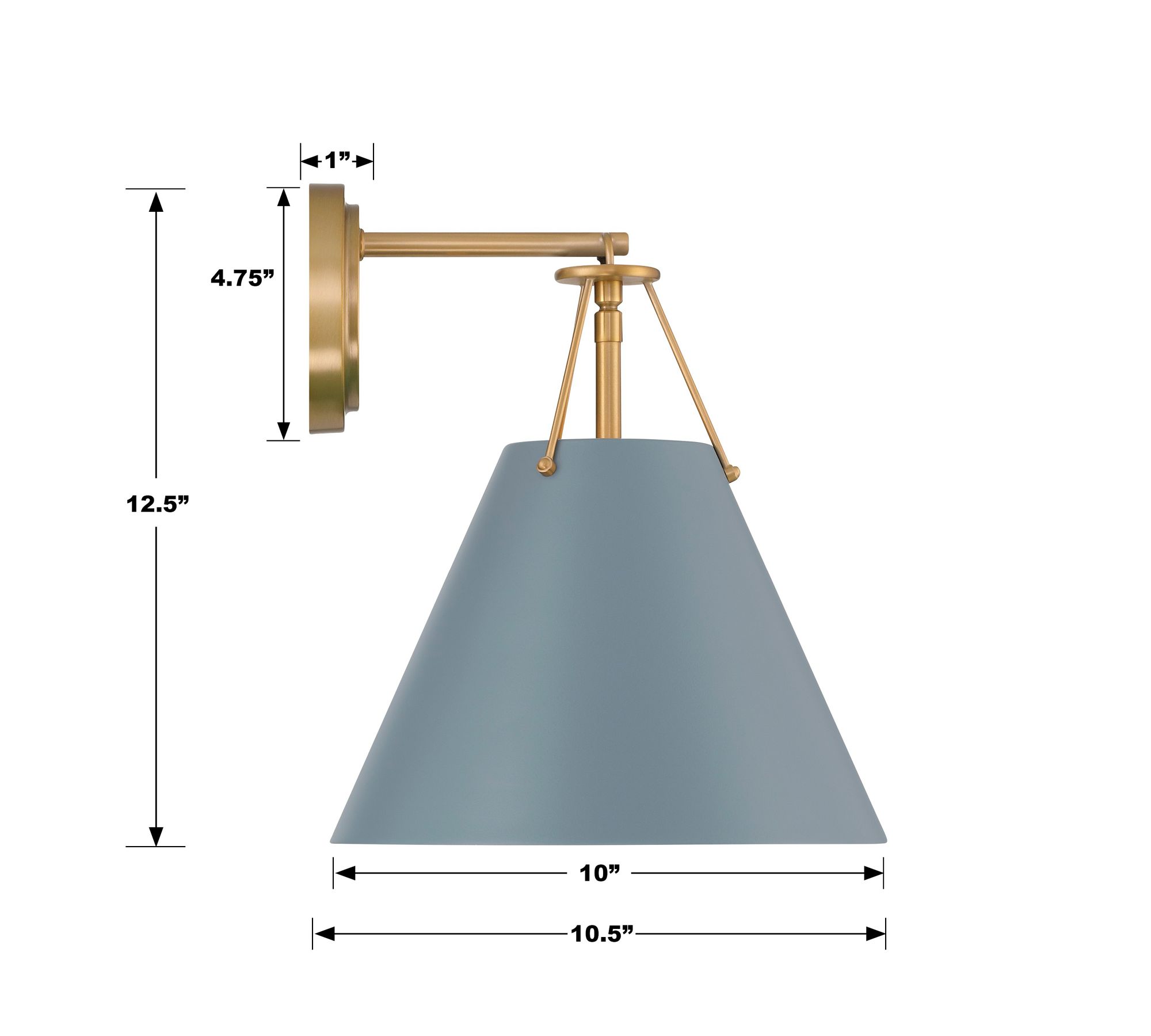 Xavier 12 1/2" High Vibrant Gold Wall Sconce with Blue Shade