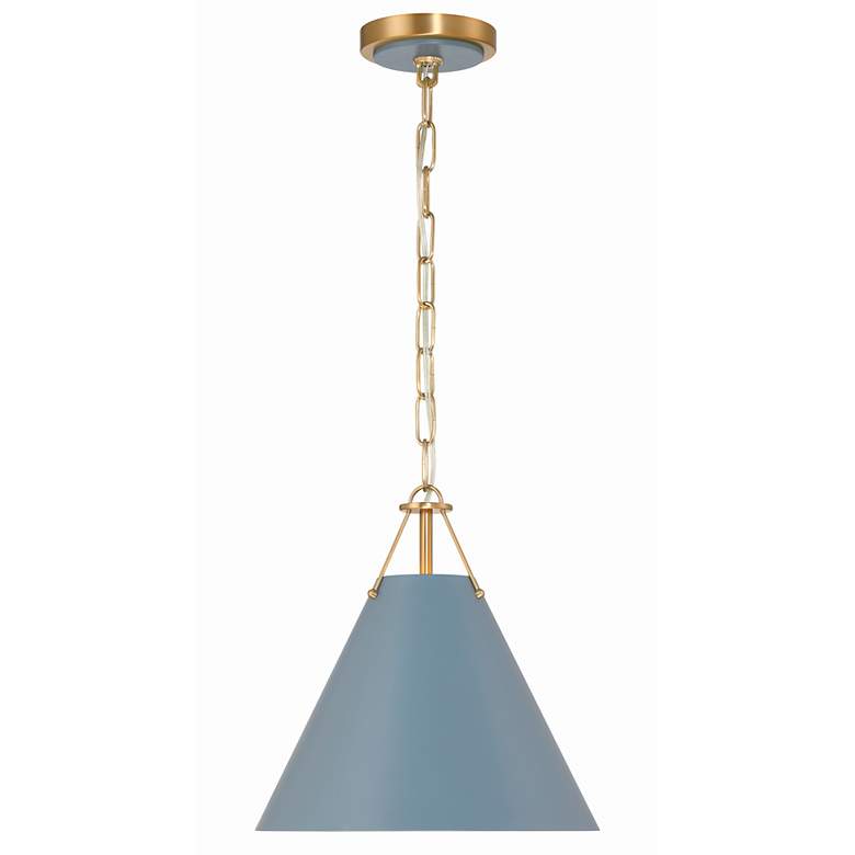 Image 1 Xavier 12" Wide Vibrant Gold and Blue Cone Mini Pendant