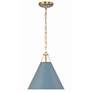 1_Xavier 12" Wide Vibrant Gold and Blue Cone Mini Pendant