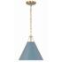 Xavier 12" Wide Vibrant Gold and Blue Cone Mini Pendant