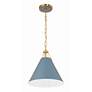2_Xavier 12" Wide Vibrant Gold and Blue Cone Mini Pendant more views