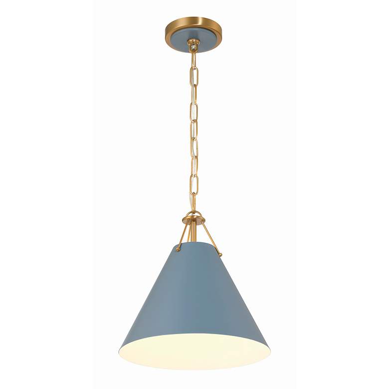 Image 3 Xavier 12" Wide Vibrant Gold and Blue Cone Mini Pendant more views