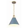 3_Xavier 12" Wide Vibrant Gold and Blue Cone Mini Pendant more views