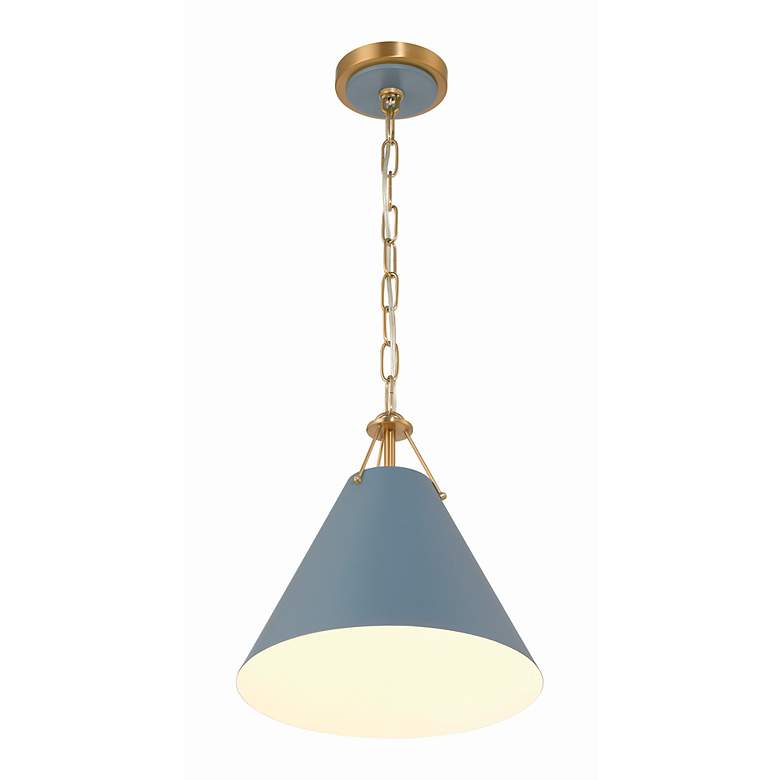 Image 4 Xavier 12" Wide Vibrant Gold and Blue Cone Mini Pendant more views