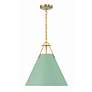 3_Xavier 16" Wide Vibrant Gold 3-Light Pendant w/ Green Shade