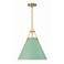 Xavier 16" Wide Vibrant Gold 3-Light Pendant w/ Green Shade