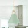 2_Xavier 16" Wide Vibrant Gold 3-Light Pendant w/ Green Shade