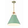 4_Xavier 16" Wide Vibrant Gold 3-Light Pendant w/ Green Shade more views