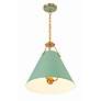 5_Xavier 16" Wide Vibrant Gold 3-Light Pendant w/ Green Shade more views