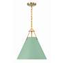 6_Xavier 16" Wide Vibrant Gold 3-Light Pendant w/ Green Shade more views