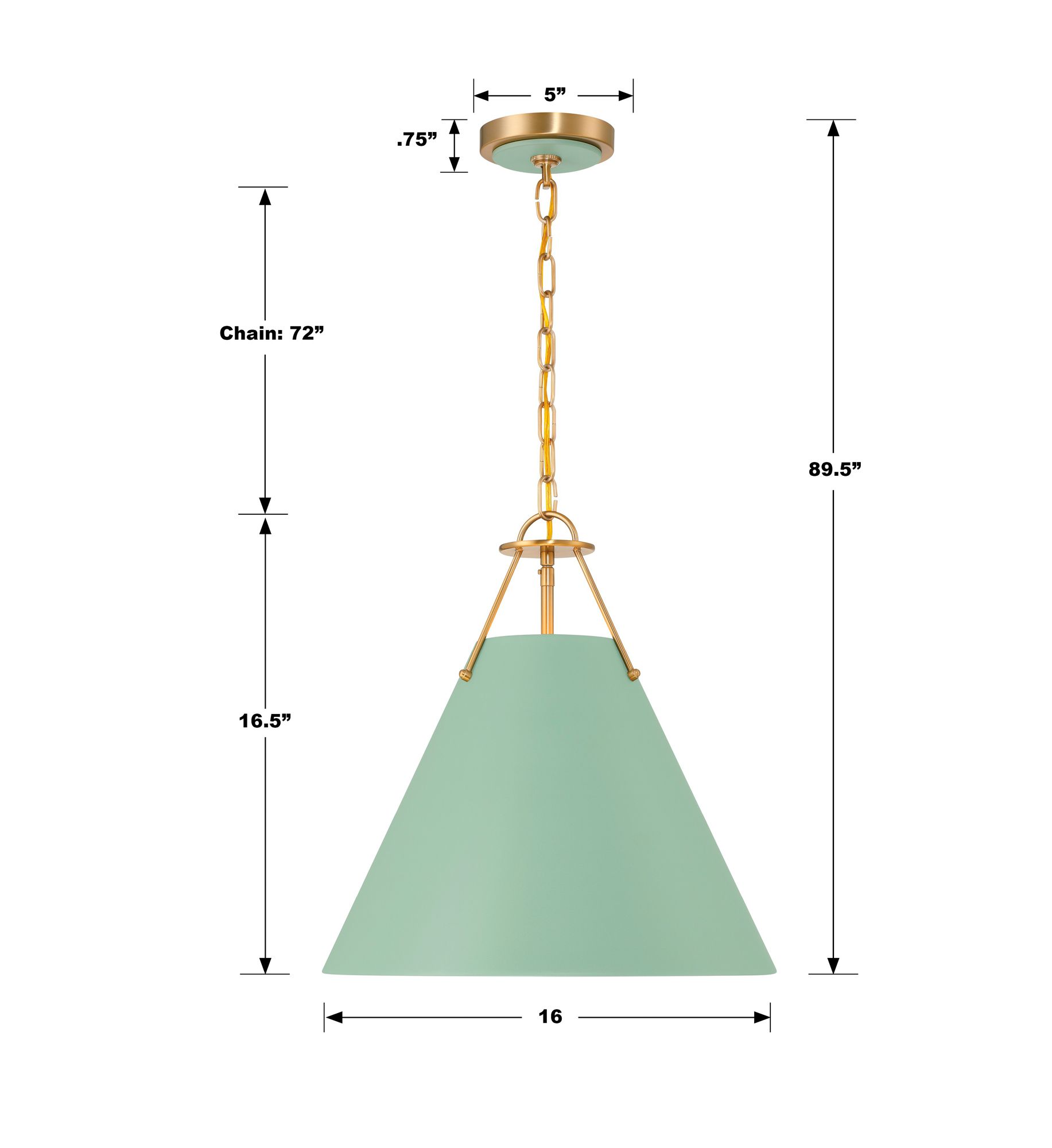 Xavier 16" Wide Vibrant Gold 3-Light Pendant w/ Green Shade in scene