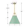 Xavier 16" Wide Vibrant Gold 3-Light Pendant w/ Green Shade in scene