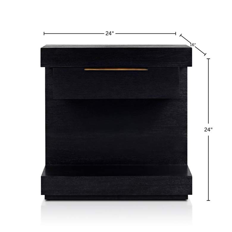 Image 5 Xavier 24" Wide Black Wood 1-Drawer Nightstand more views