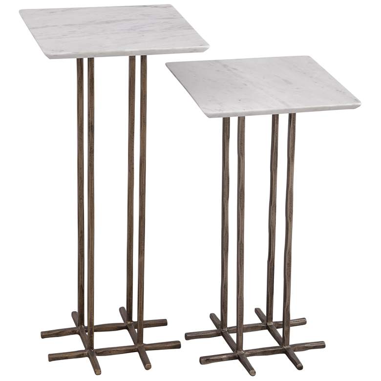 Image 1 Xavier 25 inch Iron and Marble Accent Table