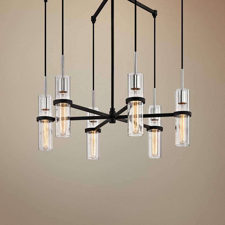 Image 1 Xavier 28" Wide Vintage Iron 6-Light Pendant