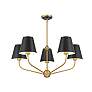 2_Xavier 28"W Vibrant Gold 5-Light Chandelier w/ Black Shade