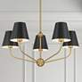 1_Xavier 28"W Vibrant Gold 5-Light Chandelier w/ Black Shade