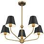 3_Xavier 28"W Vibrant Gold 5-Light Chandelier w/ Black Shade more views
