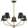 6_Xavier 28"W Vibrant Gold 5-Light Chandelier w/ Black Shade more views