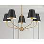 7_Xavier 28"W Vibrant Gold 5-Light Chandelier w/ Black Shade more views
