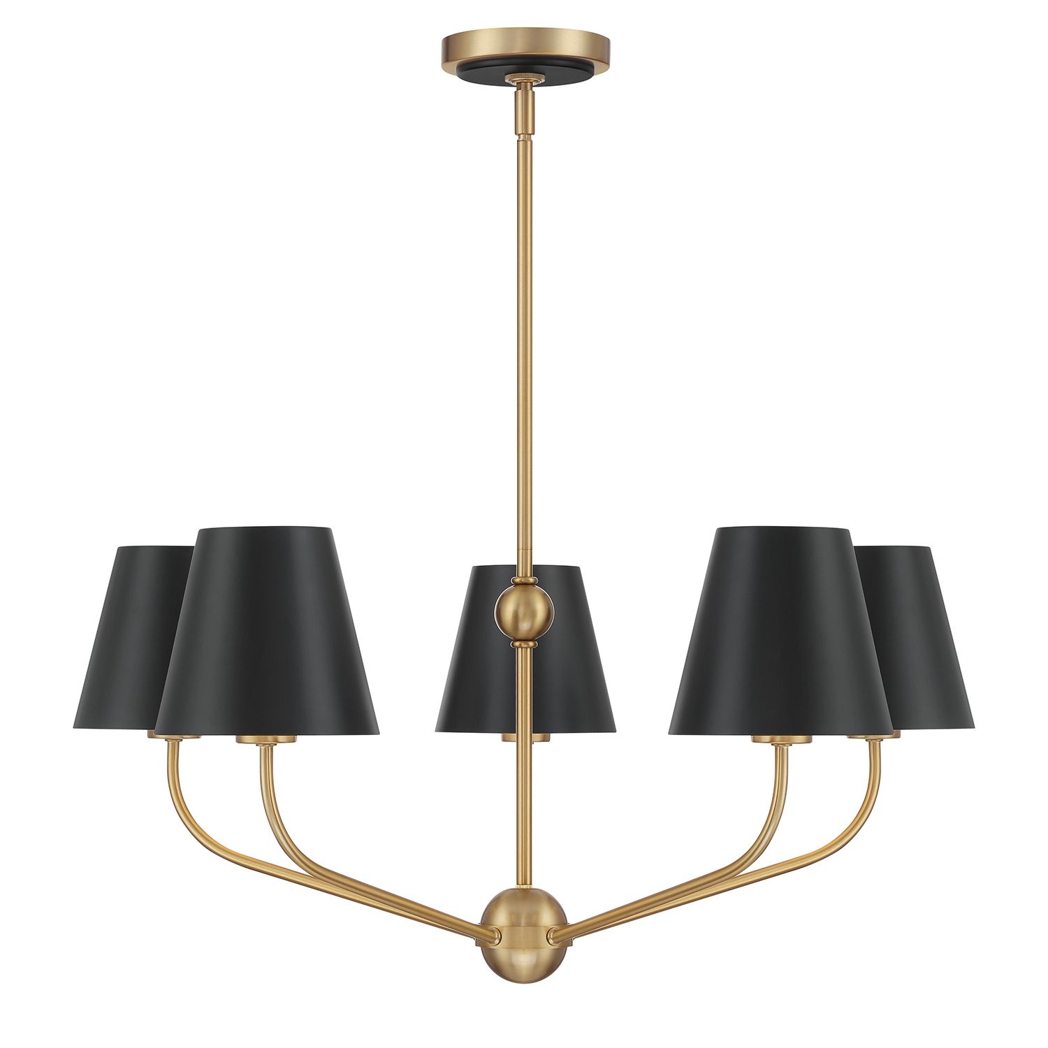 Xavier 28"W Vibrant Gold 5-Light Chandelier w/ Black Shade