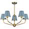 Xavier 28"W Vibrant Gold 5-Light Chandelier with Blue Shades