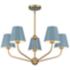 Xavier 28"W Vibrant Gold 5-Light Chandelier with Blue Shades