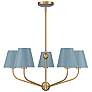 4_Xavier 28"W Vibrant Gold 5-Light Chandelier with Blue Shades more views