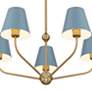 6_Xavier 28"W Vibrant Gold 5-Light Chandelier with Blue Shades more views