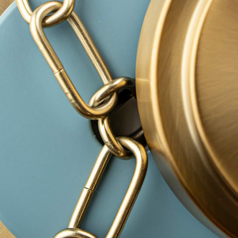 Image 7 Xavier 28"W Vibrant Gold 5-Light Chandelier with Blue Shades more views