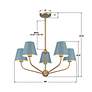Xavier 28"W Vibrant Gold 5-Light Chandelier with Blue Shades