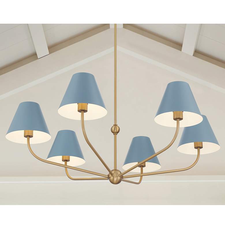 Image 1 Xavier 40" Wide Vibrant Gold and Blue 6-Light Chandelier