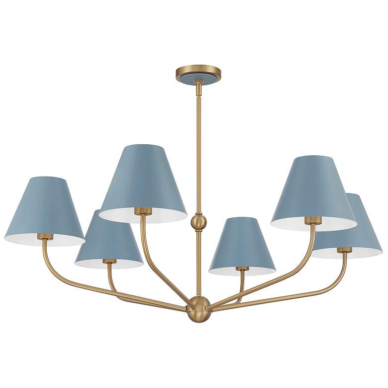 Image 3 Xavier 40" Wide Vibrant Gold and Blue 6-Light Chandelier more views