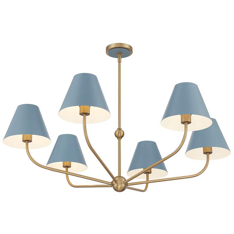 Image 5 Xavier 40" Wide Vibrant Gold and Blue 6-Light Chandelier more views