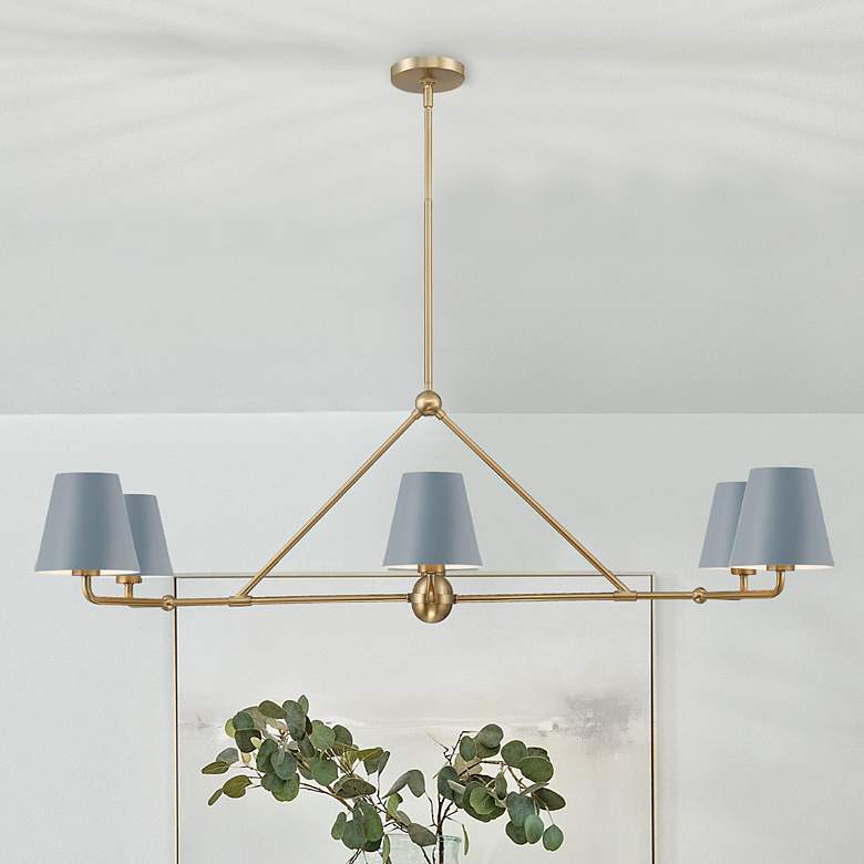 Image 6 Xavier 46" Wide Vibrant Gold 6-Light Linear Chandelier more views
