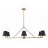 Xavier 46"W Vibrant Gold and Black 6-Light Linear Chandelier