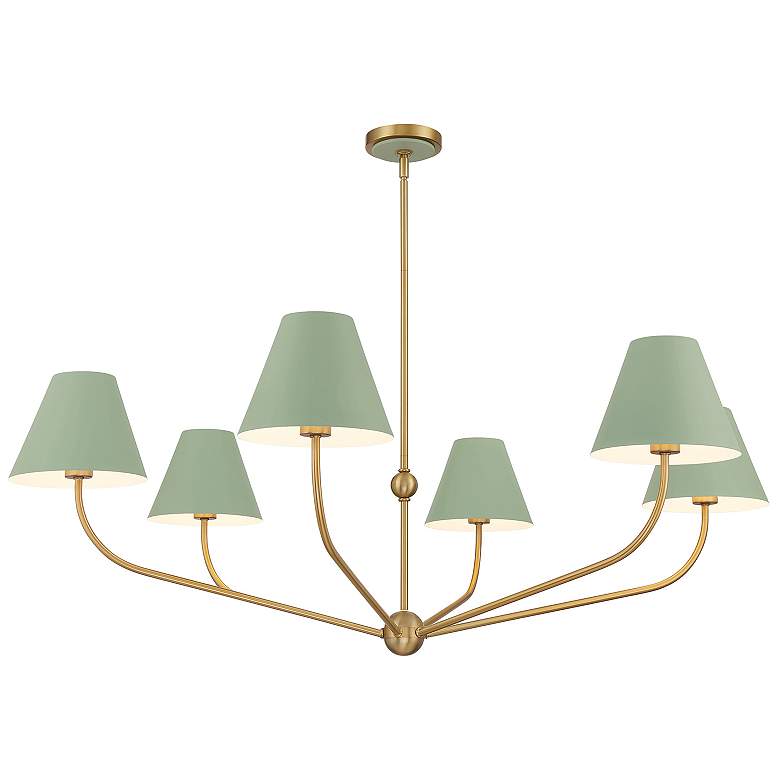 Image 2 Xavier 48" Wide Vibrant Gold and Green 6-Light Chandelier