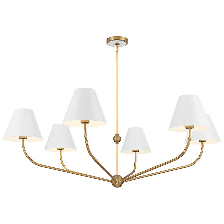 Image 2 Xavier 48" Wide Vibrant Gold and White 6-Light Chandelier