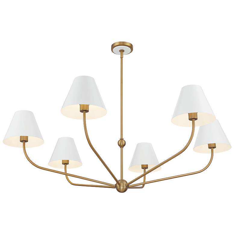 Image 5 Xavier 48" Wide Vibrant Gold and White 6-Light Chandelier more views