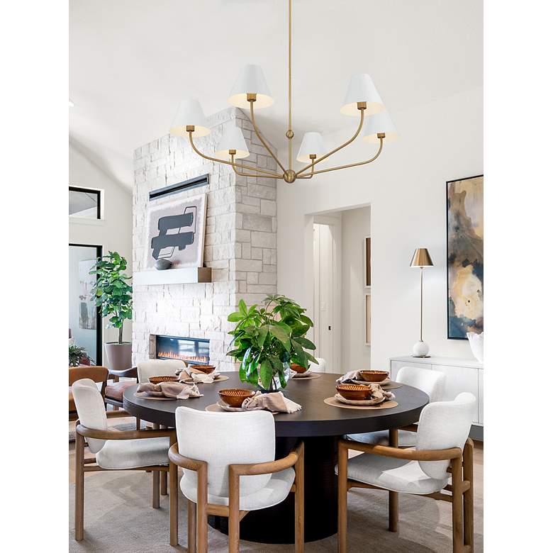 Image 7 Xavier 48" Wide Vibrant Gold and White 6-Light Chandelier more views