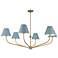 Xavier 48"W Vibrant Gold 6-Light Chandelier w/ Blue Shade