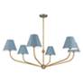 3_Xavier 48"W Vibrant Gold 6-Light Chandelier w/ Blue Shade more views