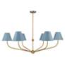 4_Xavier 48"W Vibrant Gold 6-Light Chandelier w/ Blue Shade more views