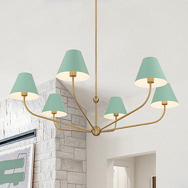 Xavier 48" Wide Vibrant Gold and Green 6-Light Chandelier
