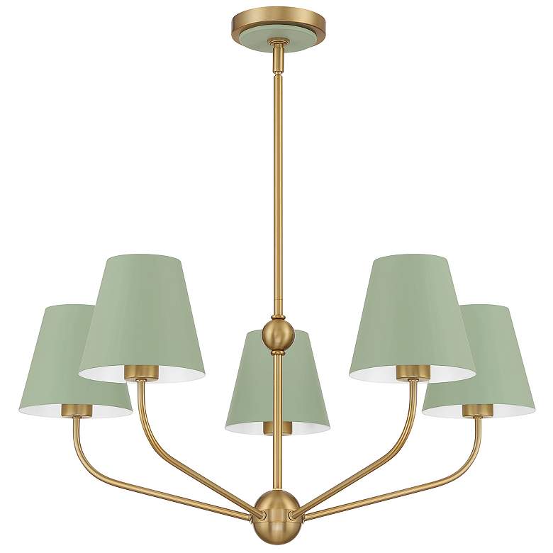 Image 3 Xavier 5 Light Vibrant Gold + Green Chandelier more views