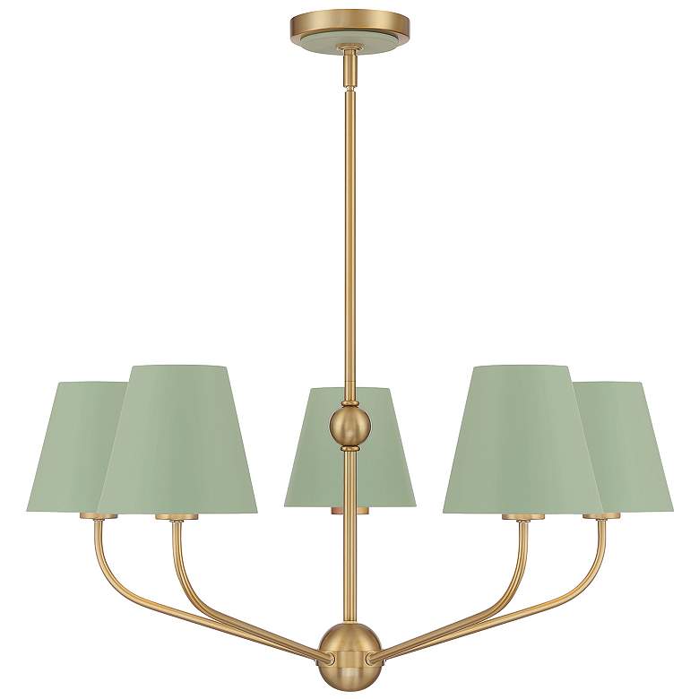 Image 4 Xavier 5 Light Vibrant Gold + Green Chandelier more views