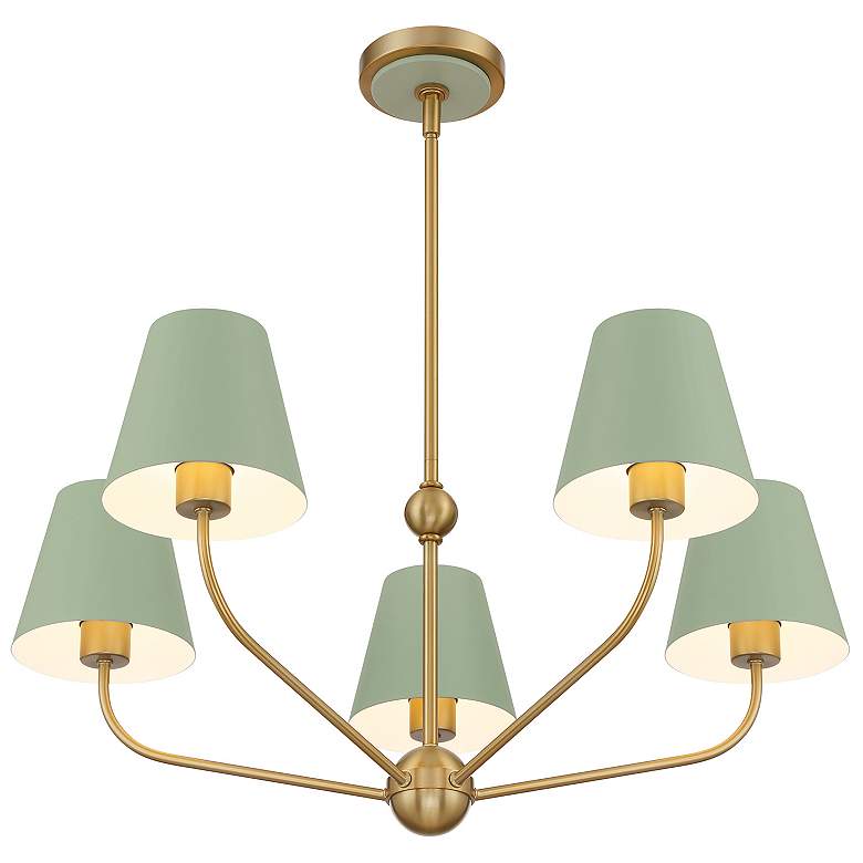 Image 5 Xavier 5 Light Vibrant Gold + Green Chandelier more views