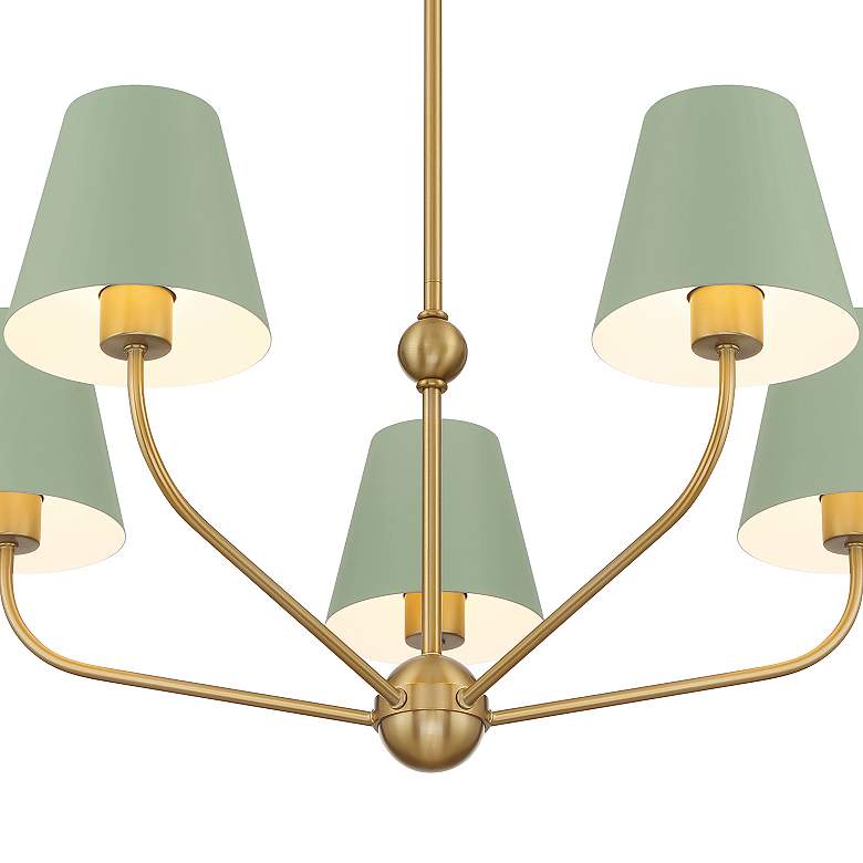 Image 6 Xavier 5 Light Vibrant Gold + Green Chandelier more views